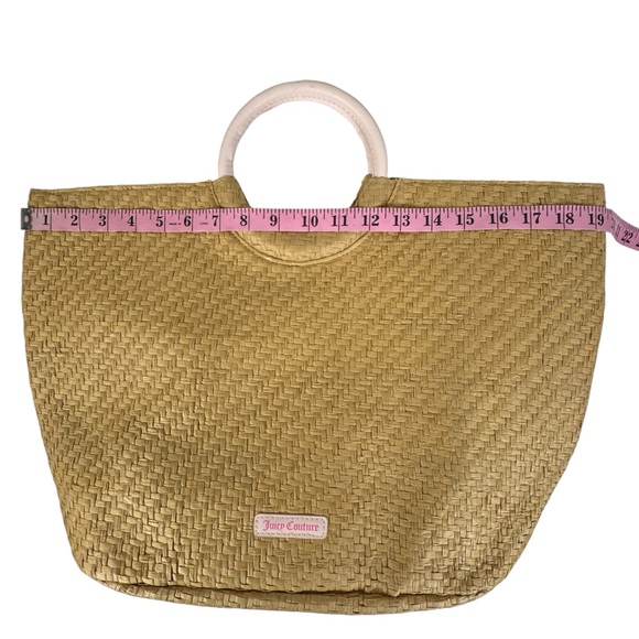 Juicy Couture Straw Tote Bag Round Handles Natural Pink - Picture 13 of 16
